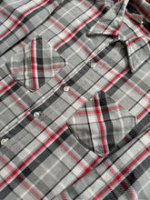 Load image into Gallery viewer, 1970s Big Mac Plaid Flannel Grey White Black Red