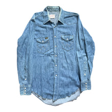 Load image into Gallery viewer, 1960s Wrangler Denim Western Shirt Extra Long Tails