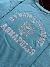 Load image into Gallery viewer, 1980s U.S. Naval Academy Sweatshirt Aqua Blue
