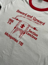Load image into Gallery viewer, 1986 Boy Scouts Single Stitch Ringer T-Shirt 3-A Section Conclave Michigamea 110