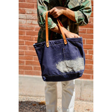 Load image into Gallery viewer, Vintage Blue Tote Bag White Stencil Daniel