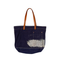 Load image into Gallery viewer, Vintage Blue Tote Bag White Stencil Daniel
