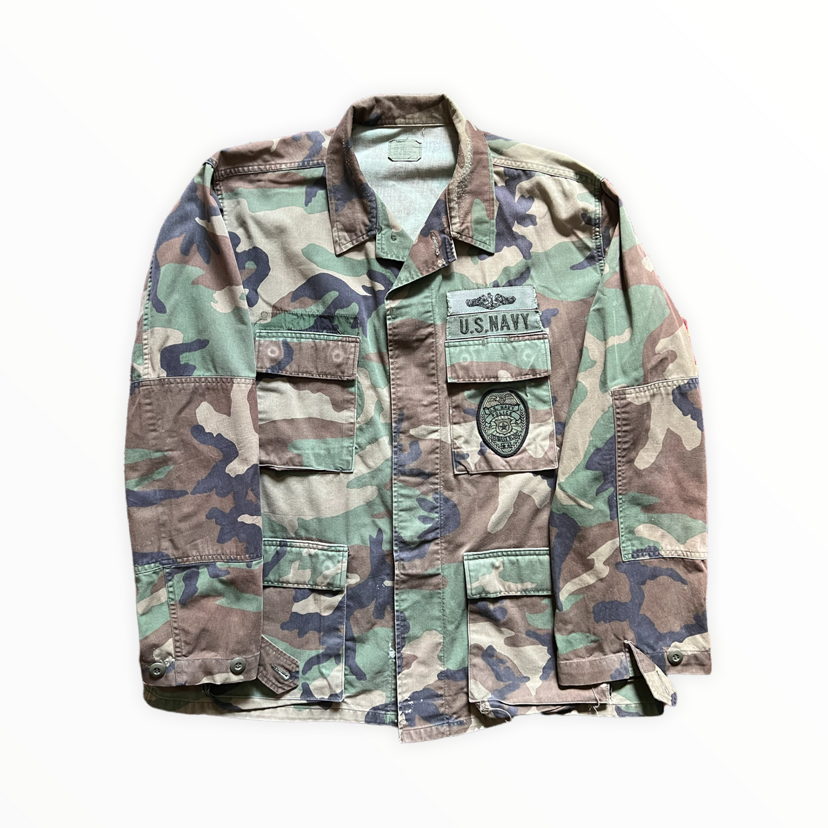US.NAVY ボトム/33/コットン/NVY/カモフラ 1990 U.S. Navy Woodland Camouflage BDU New London Submarine