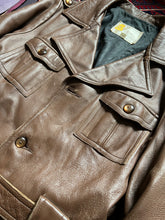 Load image into Gallery viewer, 1970s Leather Trench Coat Size 46