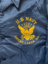 Load image into Gallery viewer, Vintage U.S. Navy Great Lakes Naval Base Fleece Lined Coach Jacket