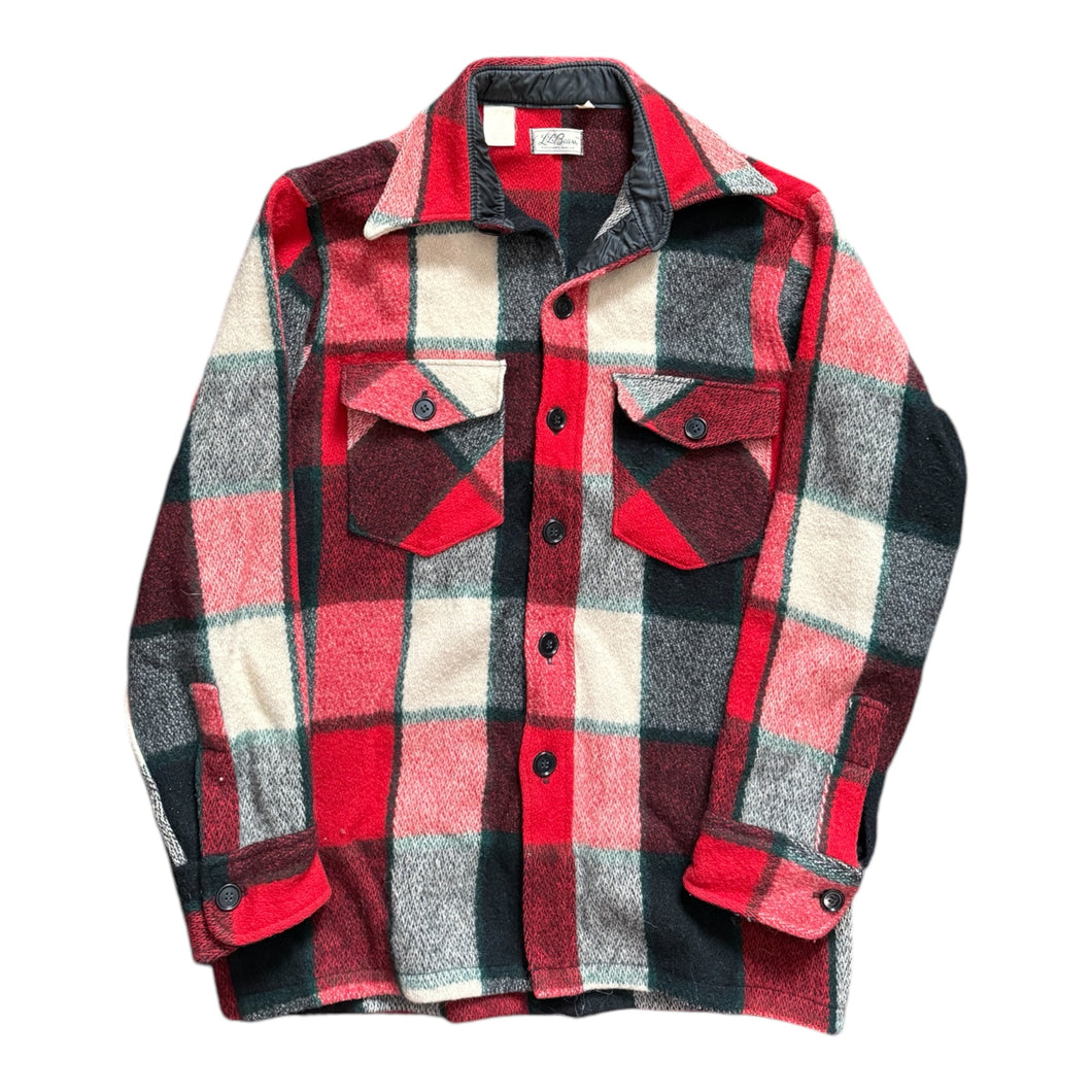 1960s LL Bean Red and Black Plaid Wool Hunting Shirt