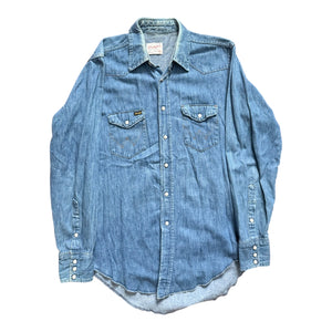 1960s Wrangler Denim Western Shirt Extra Long Tails