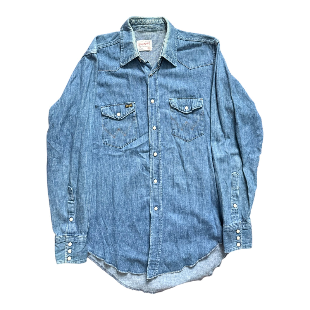 1960s Wrangler Denim Western Shirt Extra Long Tails