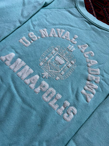 1980s U.S. Naval Academy Sweatshirt Aqua Blue