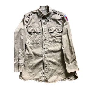 Vintage Korean War 82nd Airborne Khaki Dress Shirt