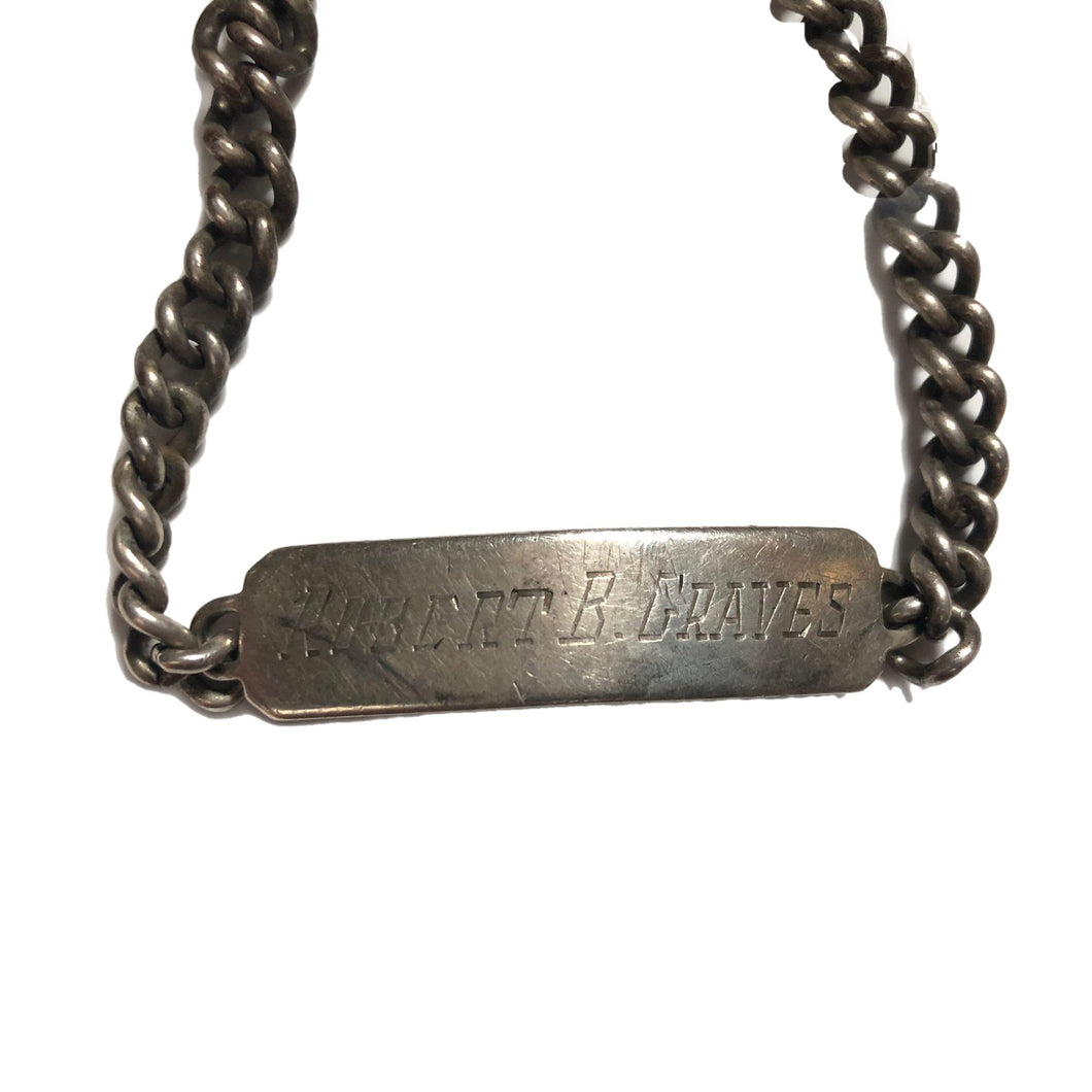 WWII Sterling Silver ID Bracelet Robert B Graves