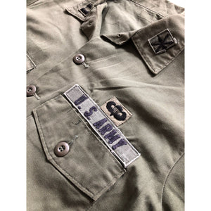 1970s U.S. Army OG-507 Captain 82nd Airborne Ranger Sateen Shirt