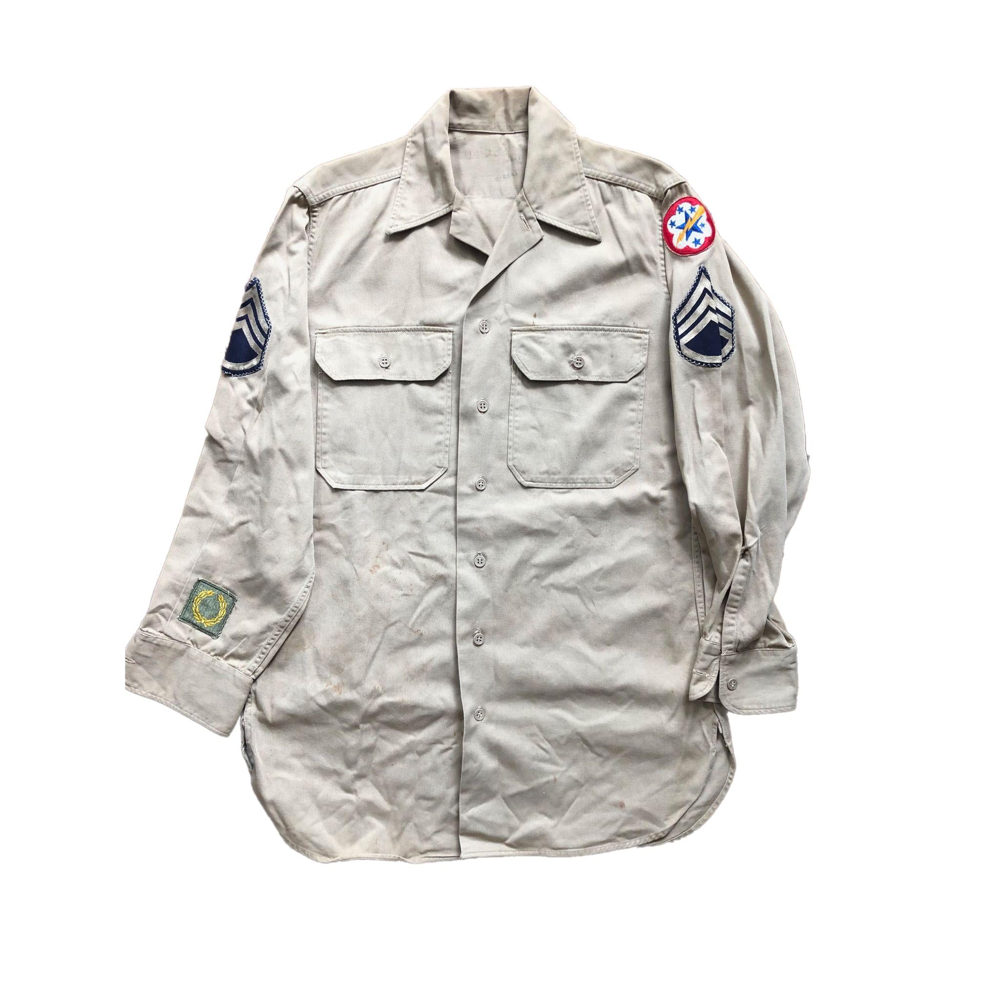1940年代　ギャバ　officer military shirt Vintage US Army Cotton Shirt M-37 M37 Khaki 1940's – Rare