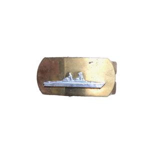 Vintage Brass U.S. Navy Battleship Belt Buckle