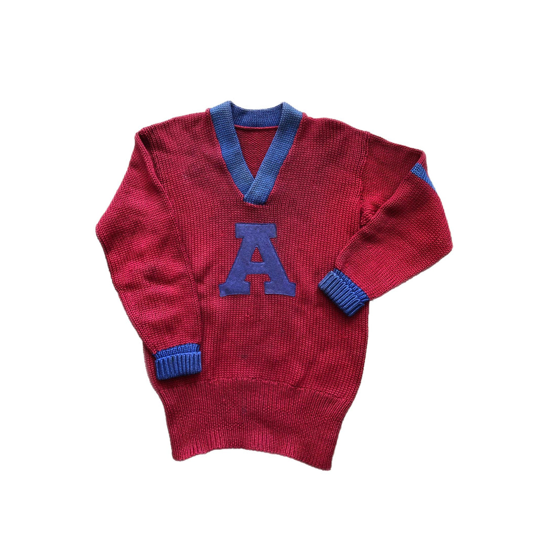 1960s Varsity V-Neck Letterman Sweater