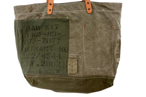 Vintage Khaki Green Patchwork Tote Bag