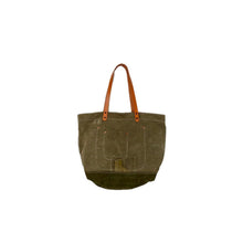 Load image into Gallery viewer, Vintage Khaki Green Patchwork Tote Bag
