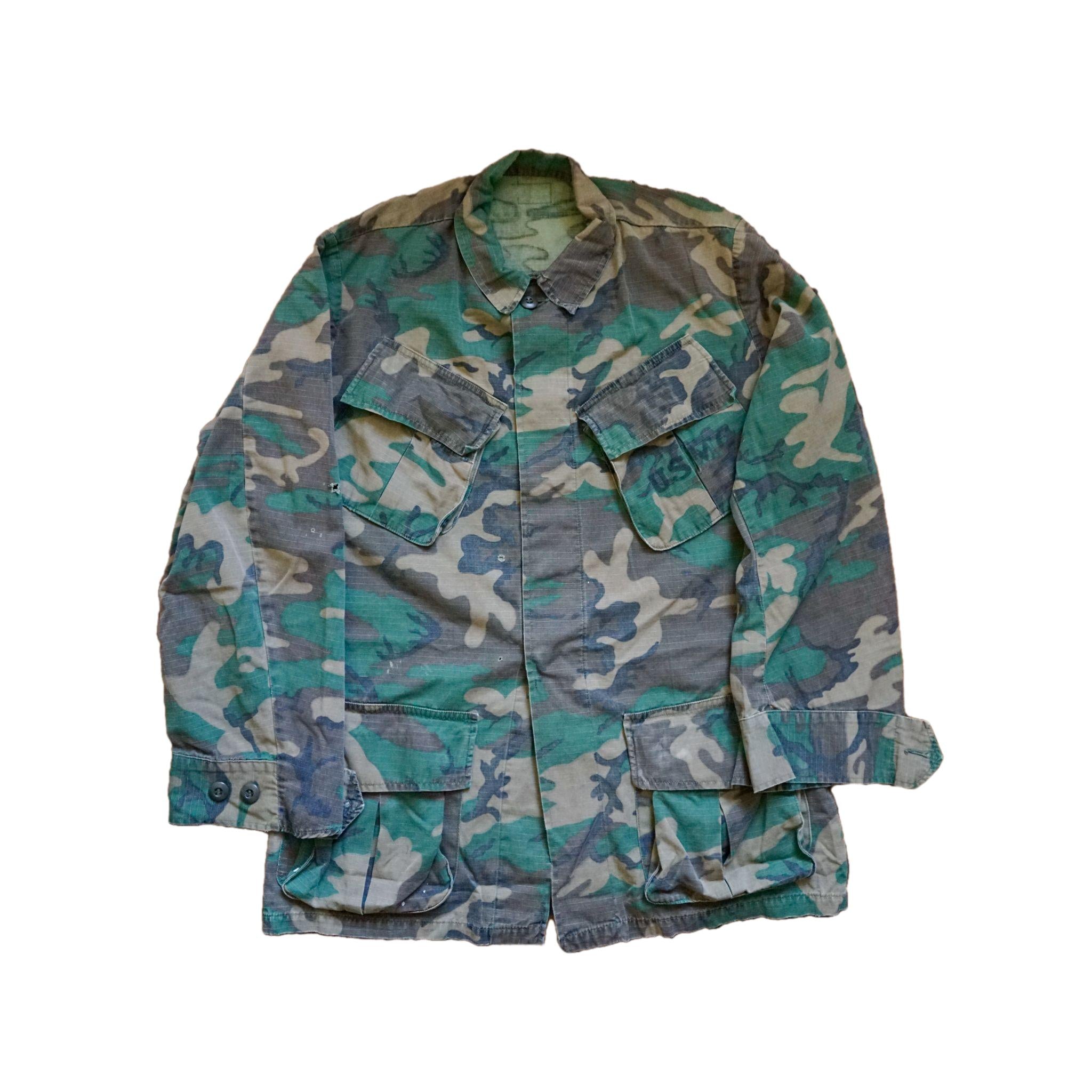 Vintage 60s Vietnam War Era ERDL Camo Tropical Jacket Poplin