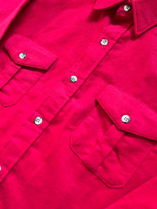 1970s Sears Fieldmaster Chamois Cotton Flannel Shirt Mens Size XL Red