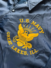 Load image into Gallery viewer, Vintage U.S. Navy Great Lakes Naval Base Fleece Lined Coach Jacket
