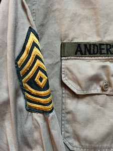 Vietnam U.S. Army 84th Infantry First Sergeant Khaki Officer Shirt Anderson