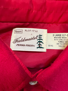 1970s Sears Fieldmaster Chamois Cotton Flannel Shirt Mens Size XL Red